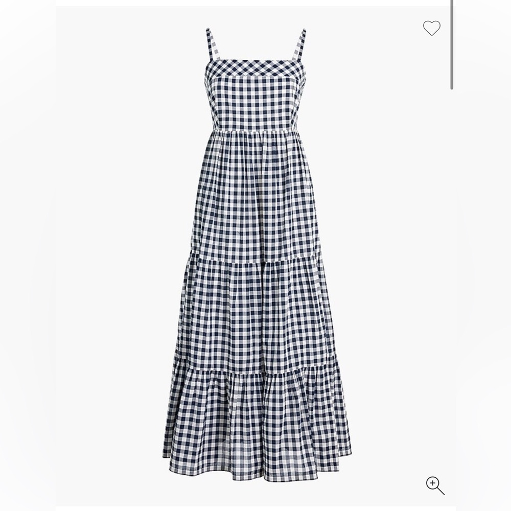 J Crew Gingham Maxi Dress in Navy and White